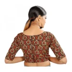 Women's Brocade, Inner-Cotton Full Stitched Padded Blouse (Black Red)