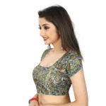 Women's Satin Silk, Inner-Cotton Full Stitched Padded Blouse (Black)
