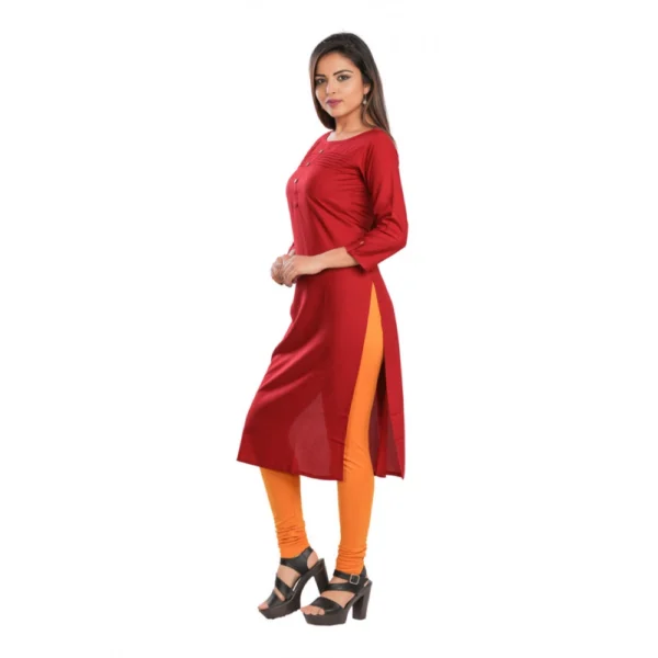 Women's Rayon Self Pattern Straight Kurti-Maroon