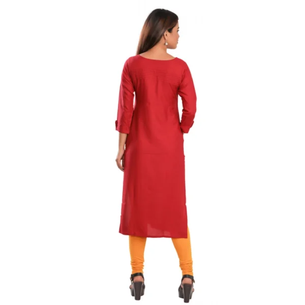 Women's Rayon Self Pattern Straight Kurti-Maroon