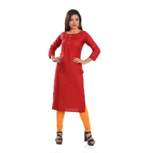 Women's Rayon Self Pattern Straight Kurti-Maroon