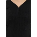 Women's Rayon Embroidered Straight Kurti-Black