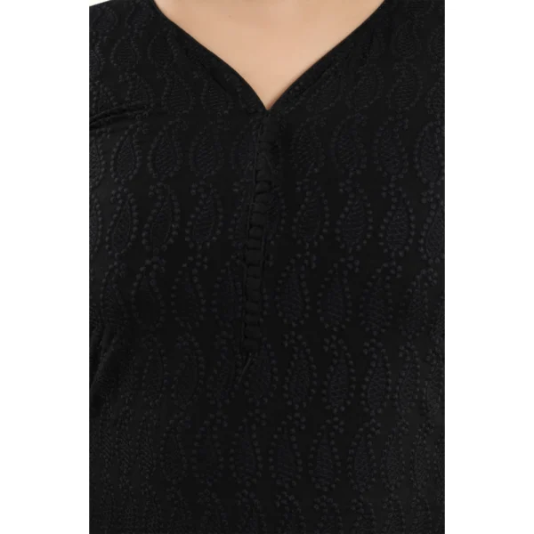 Women's Rayon Embroidered Straight Kurti-Black