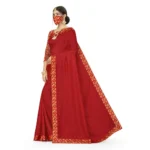Women's Silk Blend Saree (Red, 5-6mtrs)