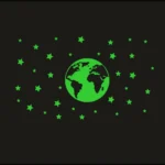 Green Star And Earth Decorative Radium Sticker Wall Sticker