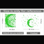 Green Galaxy Of Stars With Moon Radium Night Glow Wall Sticker