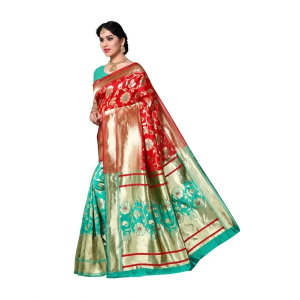 Women's Jacquard Silk Saree With Blouse (Green,6-3 Mtrs)
