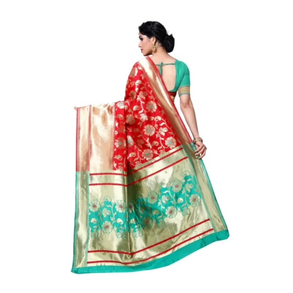 Women's Jacquard Silk Saree With Blouse (Green,6-3 Mtrs)