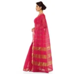 Women's Kota Doria Cotton Saree With Blouse (Rani,6-3 Mtrs)