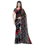 Women's Georgette Saree(Black,5-6 Mtrs)
