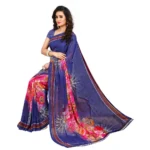 Women's Georgette Saree(Blue,5-6 Mtrs)