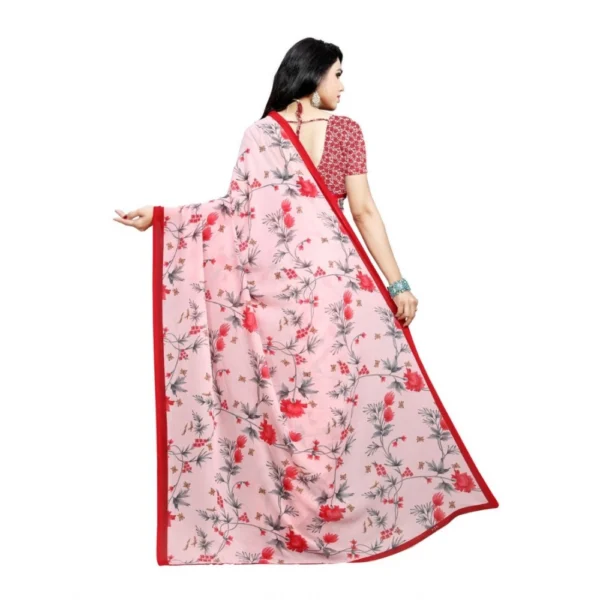 Women's Georgette Saree(Peach,5-6 Mtrs)