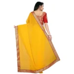 Women's Chiifon, Jacquard Blouse Saree(Yellow,5-6 Mtrs)