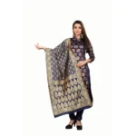 Women's Jacquard Silk Unstitched Salwar-Suit Material With Dupatta (Blue,2-2.5Mtrs)