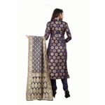 Women's Jacquard Silk Unstitched Salwar-Suit Material With Dupatta (Blue,2-2.5Mtrs)