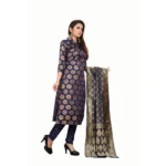 Women's Jacquard Silk Unstitched Salwar-Suit Material With Dupatta (Blue,2-2.5Mtrs)