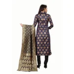 Women's Jacquard Silk Unstitched Salwar-Suit Material With Dupatta (Blue,2-2.5Mtrs)