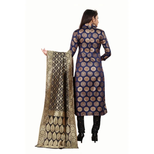 Women's Jacquard Silk Unstitched Salwar-Suit Material With Dupatta (Blue,2-2.5Mtrs)