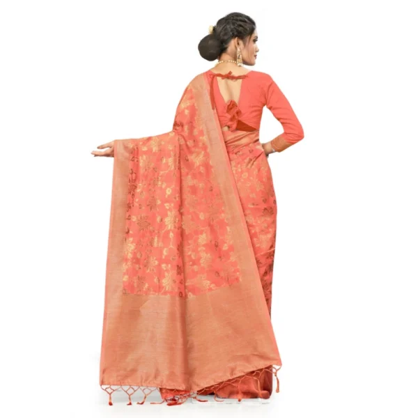 Women's Banarasi (Spun Cotton) Saree (Pink,5-6 Mtrs)