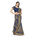 Women's Banarasi Silk Saree (Navy Blue,5-6 Mtrs)