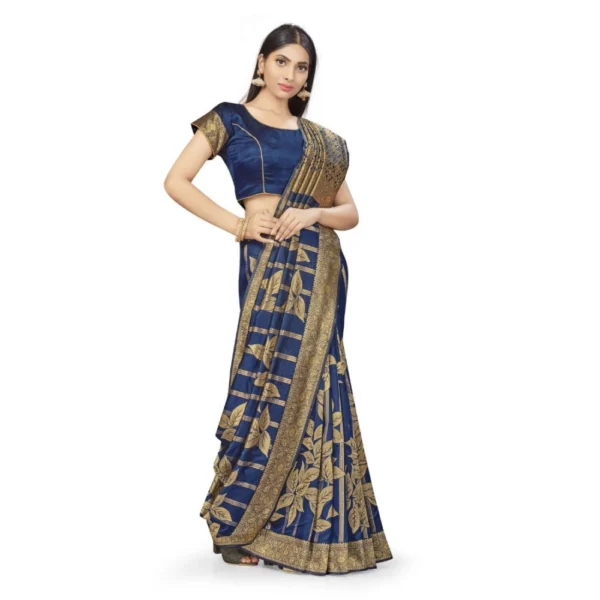 Women's Banarasi Silk Saree (Navy Blue,5-6 Mtrs)