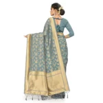Women's Banarasi (Spun Cotton) Saree (Grey,5-6 Mtrs)