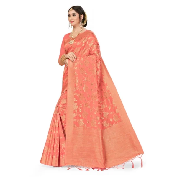 Women's Banarasi (Spun Cotton) Saree (Light Pink,5-6 Mtrs)