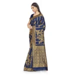 Women's Banarasi Silk Saree (Navy Blue,5-6 Mtrs)