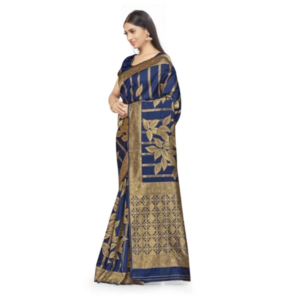 Women's Banarasi Silk Saree (Navy Blue,5-6 Mtrs)