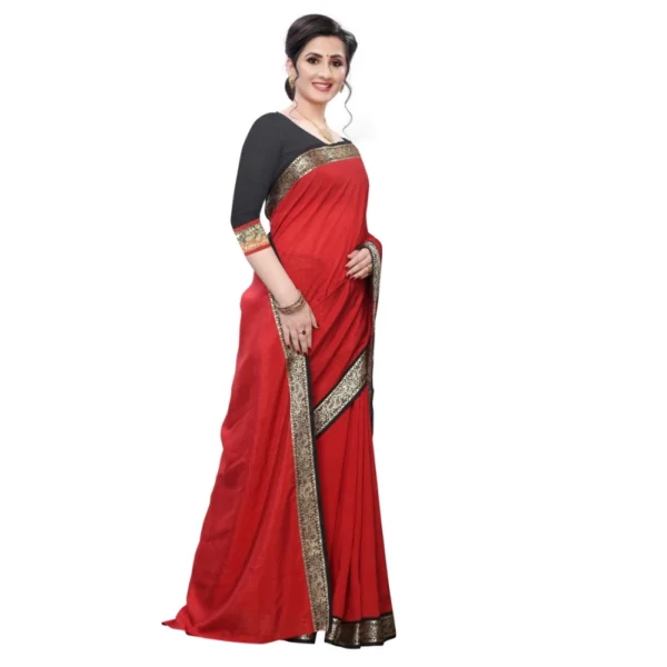 Women's Vichitra Silk Saree(Red ,5-6Mtrs)