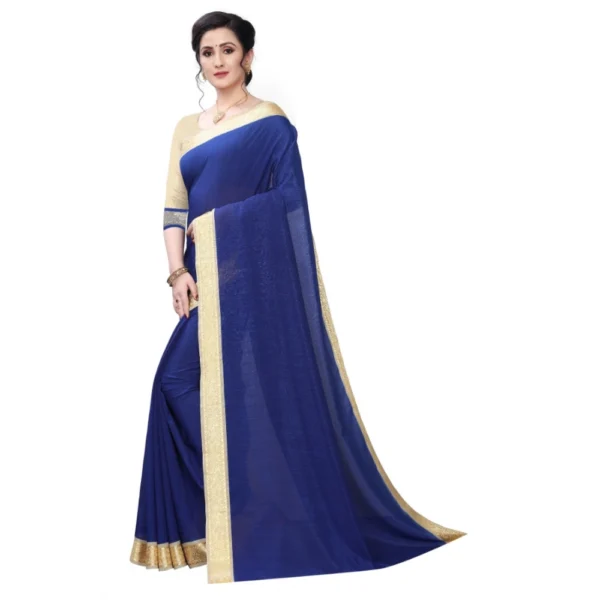 Women's Vichitra Silk Saree(Navy Blue ,5-6Mtrs)