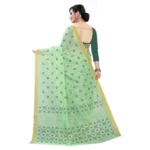 Women's Cotton Blend Saree(Parrot Green ,5-6Mtrs)