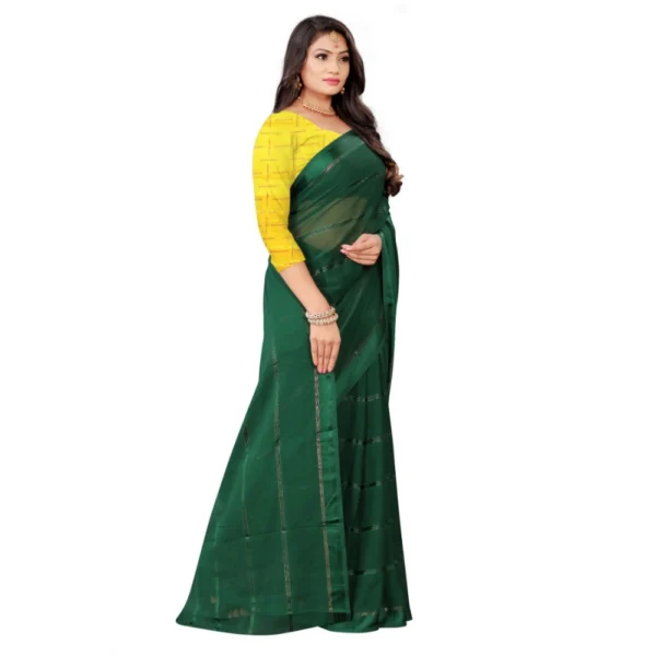 Women's Georgette Silk Saree(Green ,5-6Mtrs)