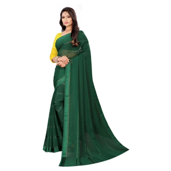 Women's Georgette Silk Saree(Green ,5-6Mtrs)