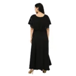 Women's Crepe Solid Sleeveless Full Length Gown(Black)