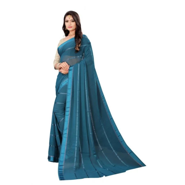 Women's Georgette Silk Saree(Rama ,5-6Mtrs)