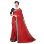 Women's Vichitra Silk Saree(Red ,5-6Mtrs)