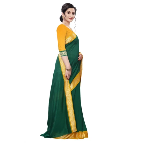 Women's Vichitra Silk Saree(Green ,5-6Mtrs)