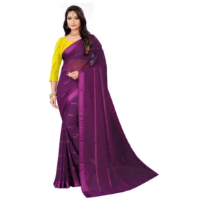 Women's Georgette Silk Saree(Wine ,5-6Mtrs)