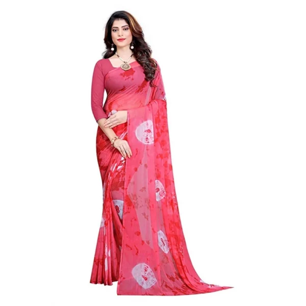 Women's Chiffon Saree (Pink ,5-6Mtrs)