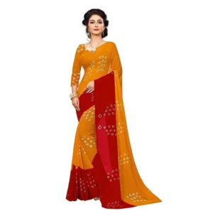Women's Chiffon Saree (Yellow ,5-6Mtrs)