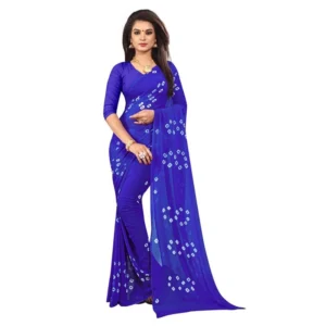 Women's Chiffon Saree (Blue ,5-6Mtrs)