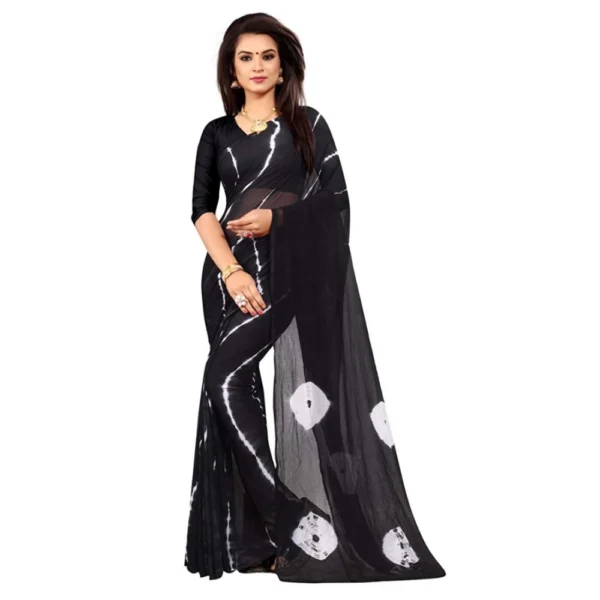 Women's Chiffon Saree (Black ,5-6Mtrs)