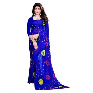 Women's Chiffon Saree (Blue ,5-6Mtrs)