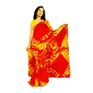 Women's Chiffon Saree (Orange ,5-6Mtrs)