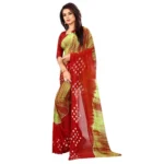 Women's Chiffon Saree (Parrot Green ,5-6Mtrs)