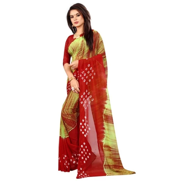 Women's Chiffon Saree (Parrot Green ,5-6Mtrs)