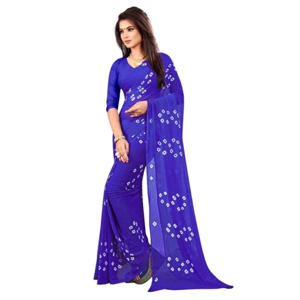 Women's Chiffon Saree (Blue ,5-6Mtrs)