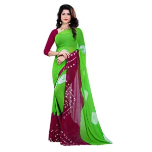 Women's Chiffon Saree (Green ,5-6Mtrs)