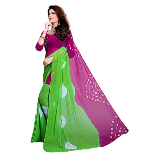 Women's Chiffon Saree (Green ,5-6Mtrs)